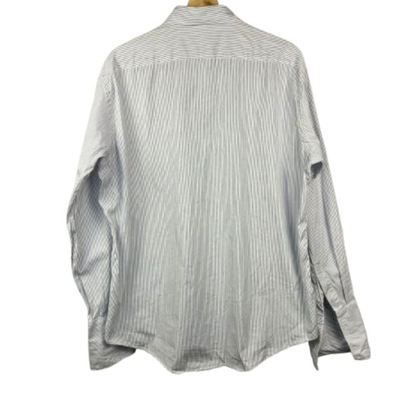 Vintage Dior Mens Cotton Blue Striped, White Button-Down Shirt Size 16.5-35 - Picture 3 of 8